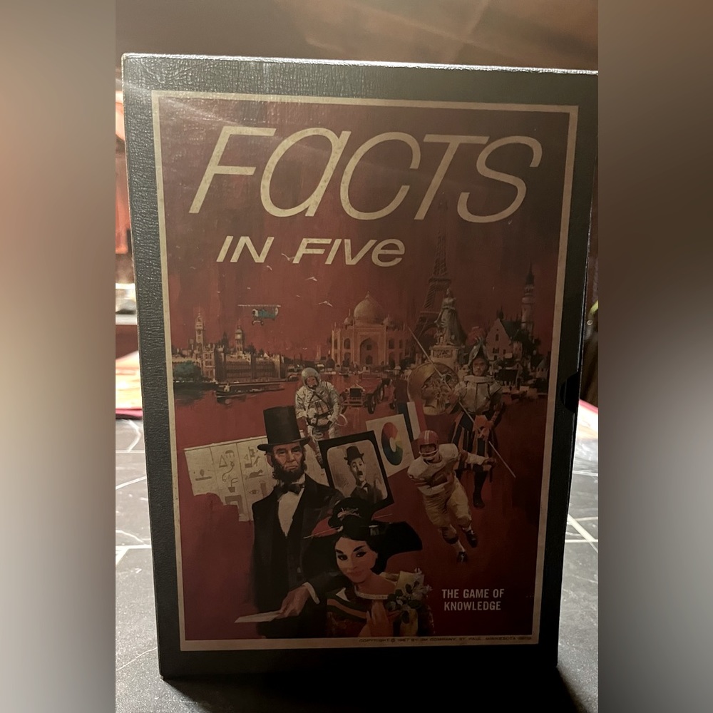 VINTAGE, 1967, 3M BOOKSHELF GAMES, “FACTS IN FIVE” THE GAME OF KNOWLEDGE EUC